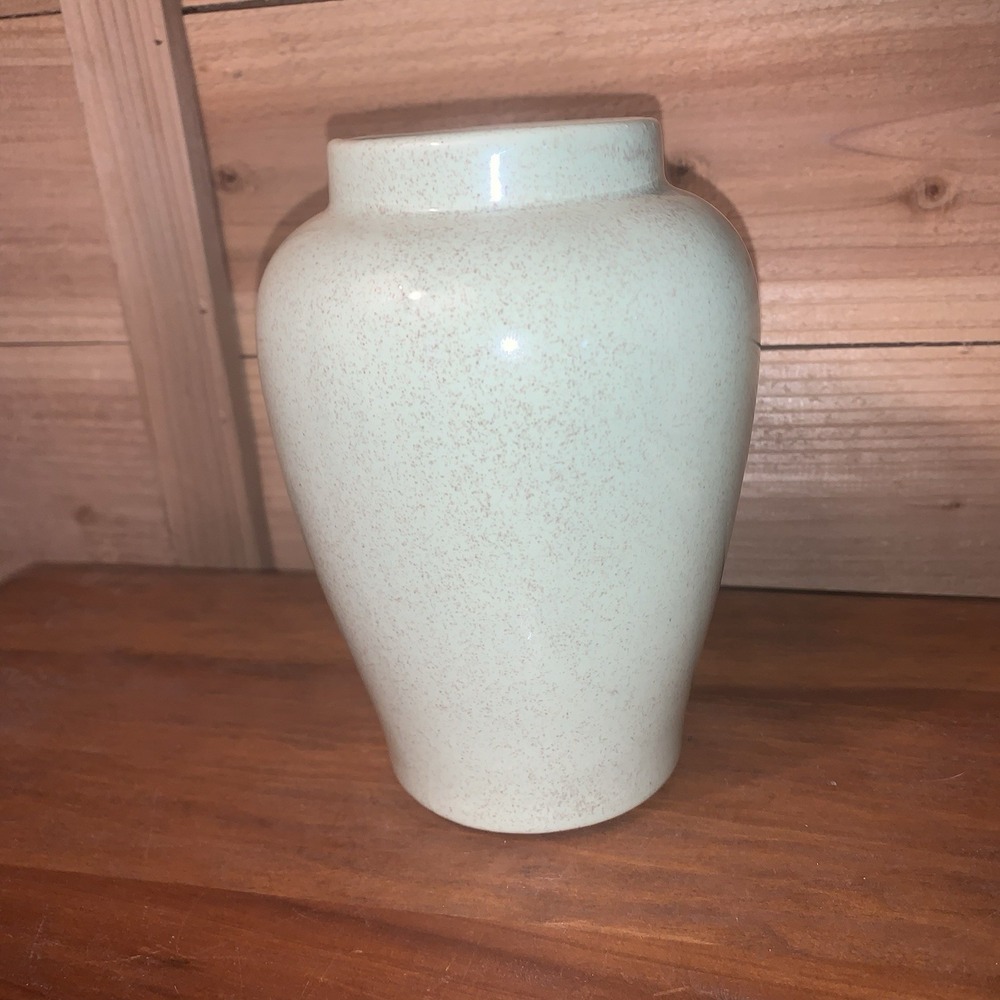 Vintage USA Pottery Vase 7" Tall Mint Green Speckled McCoy 709 MCM Floral Vase